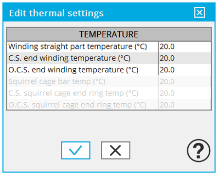 Thermal settings