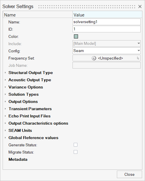 Solver Parameters