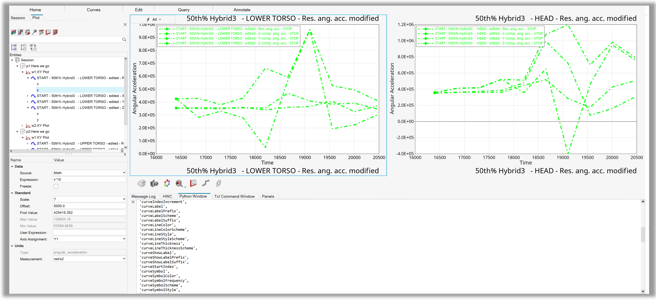 Multiple Curve Plotting — HyperMesh Python API 2026.0 documentation