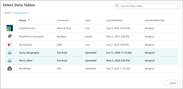 Working with Joined Data Table Editor