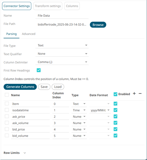 Setting Row Limit of Data Sources