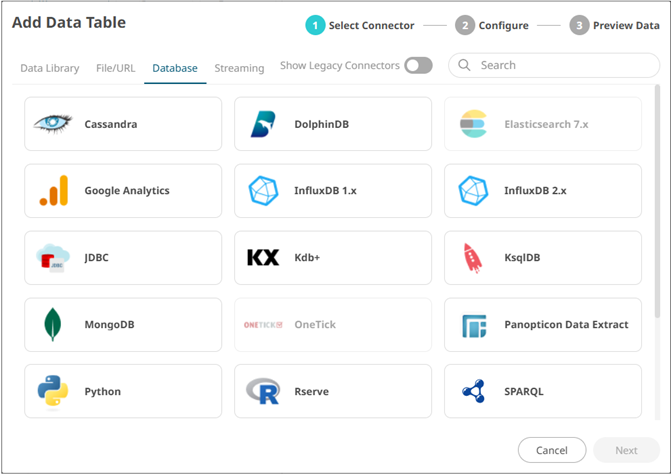 Working with Add Data Table Wizard