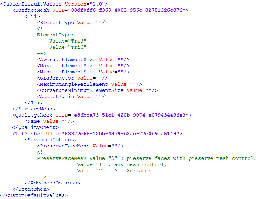 Custom Default Values