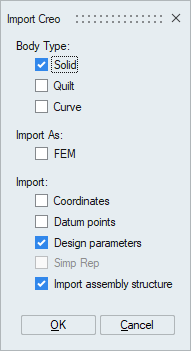 Options Module Creo Creo Import Options