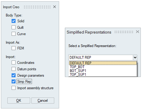 Options Module Creo Creo Import Options